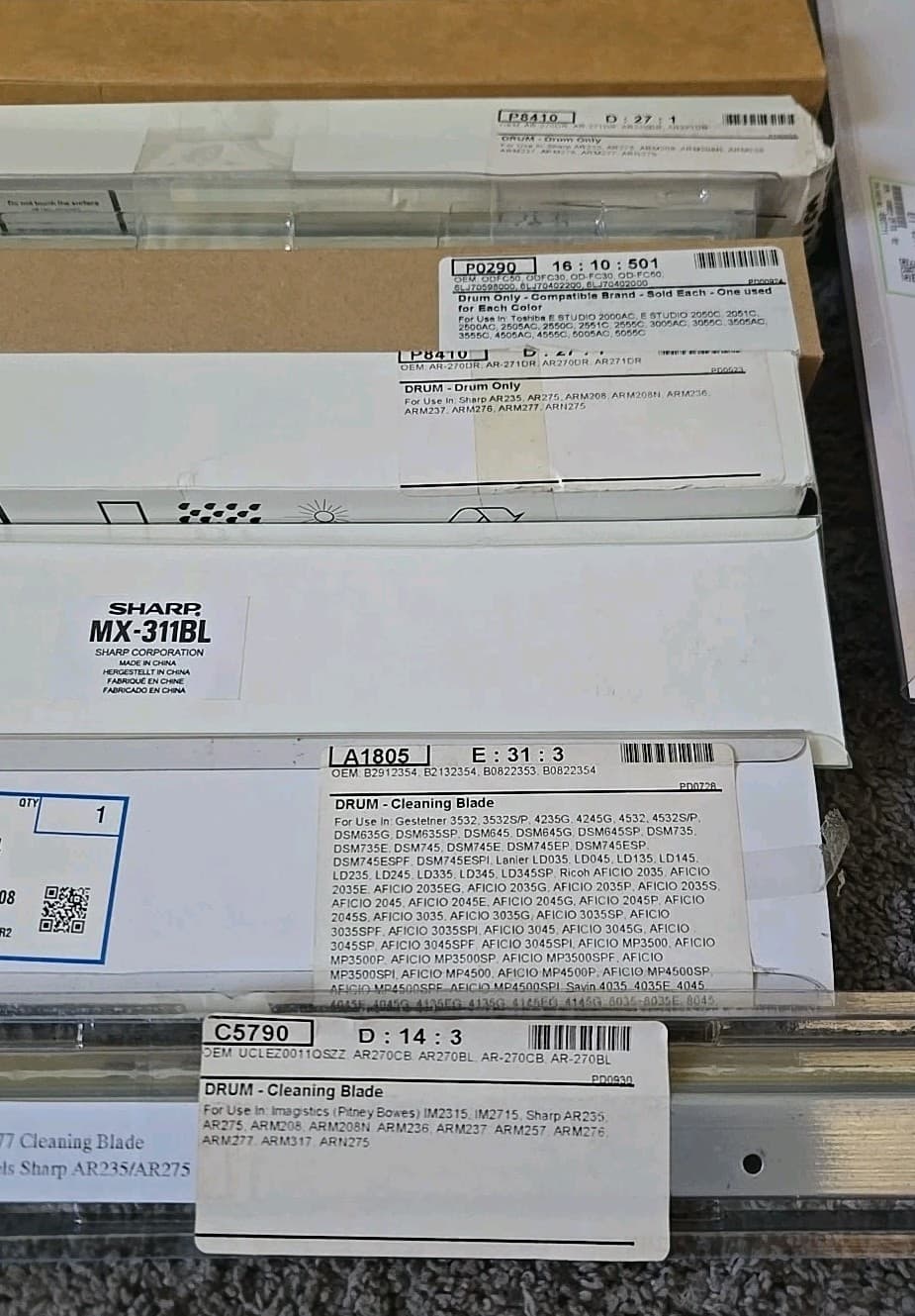 Lot Of (13) Drum - Cleaning Blade & Drum Only- Sharp & Toshiba & Gestetner  2