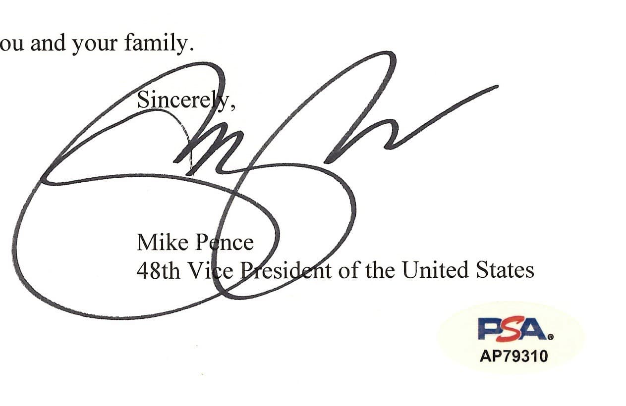 Mike Pence Signed Typed Letter Vice President Personal Letterhead PSA/DNA COA 2
