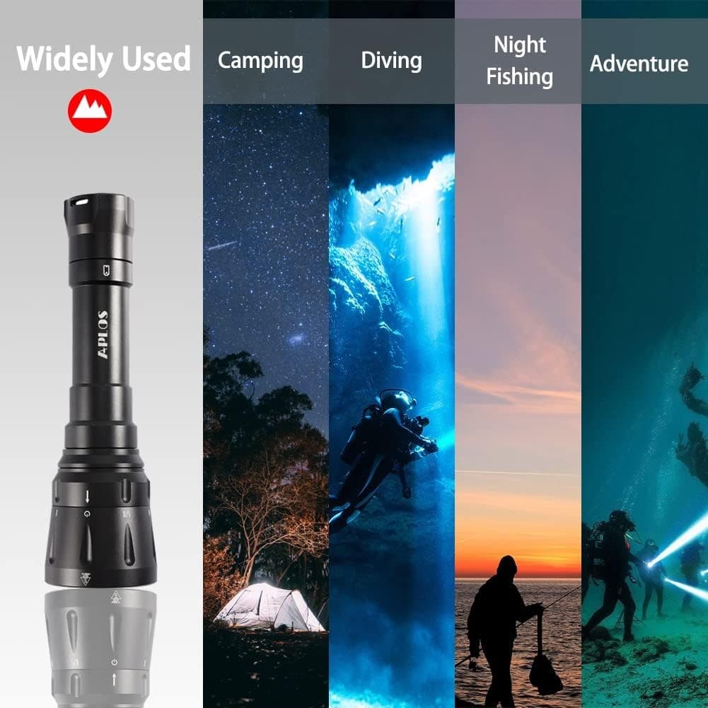 APLOS AP120 Dive Light, 12000 Lumen, Underwater 492ft, Scuba Diving Flashlight 4