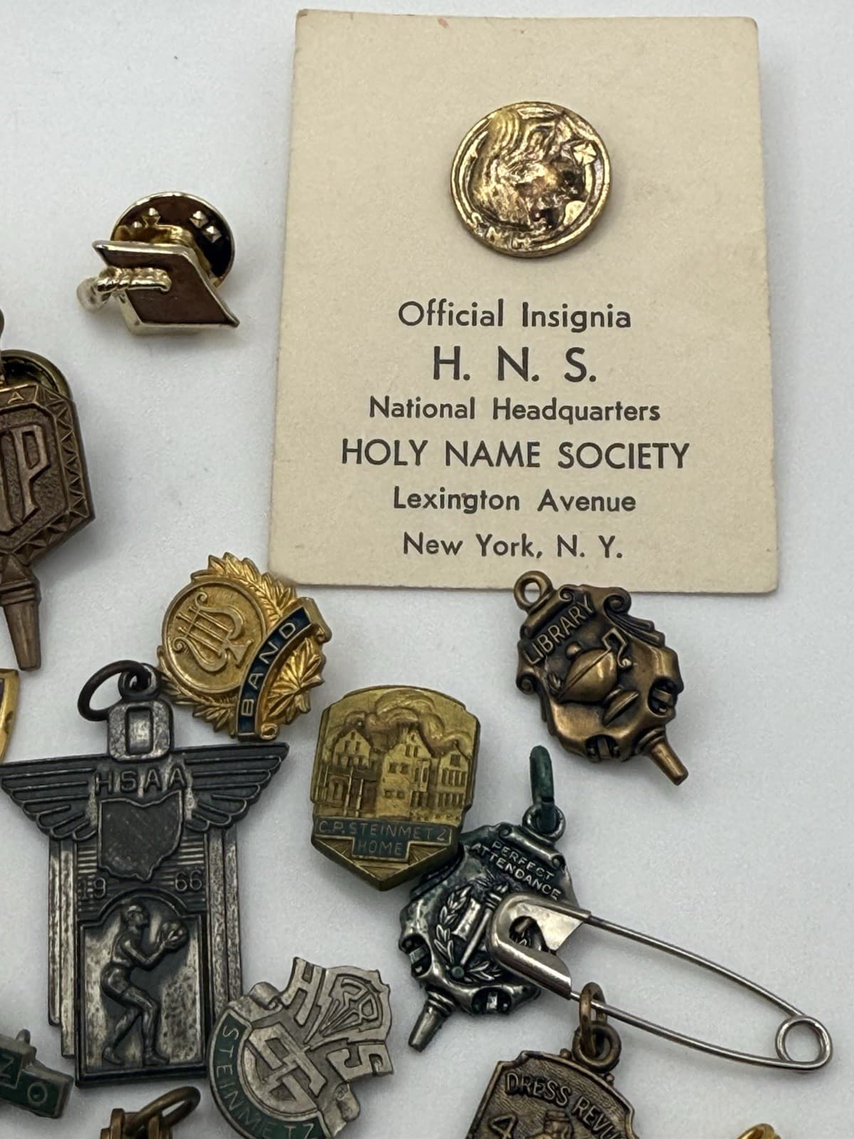 Vintage Lot Of 31 Medals Awards School Pendant Lapel Pins Charms NHS Key Badge 4