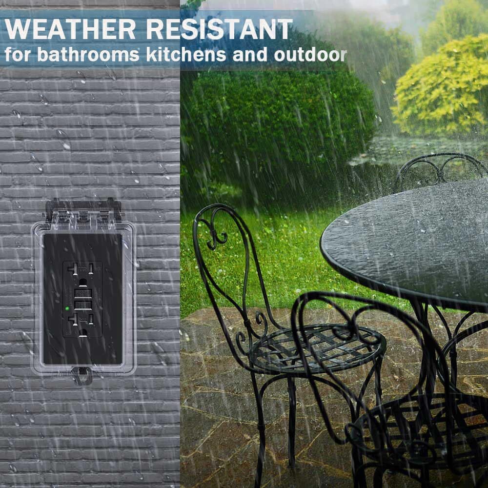 20× GFCI Outlet 15Amp GFI Receptacle Tamper-Resistant WR TR Electric Plugs Black 5