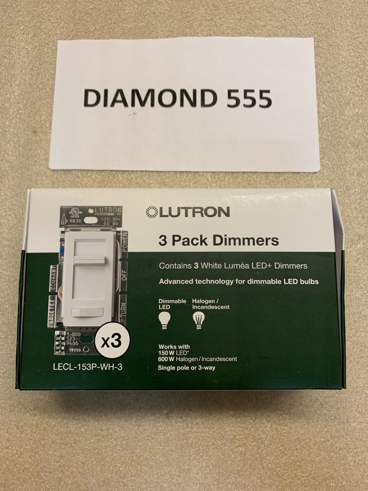 Lutron LECL-153P-WH-3 Lumea LED+ Dimmer Switch - White (3-Pack) | 1911