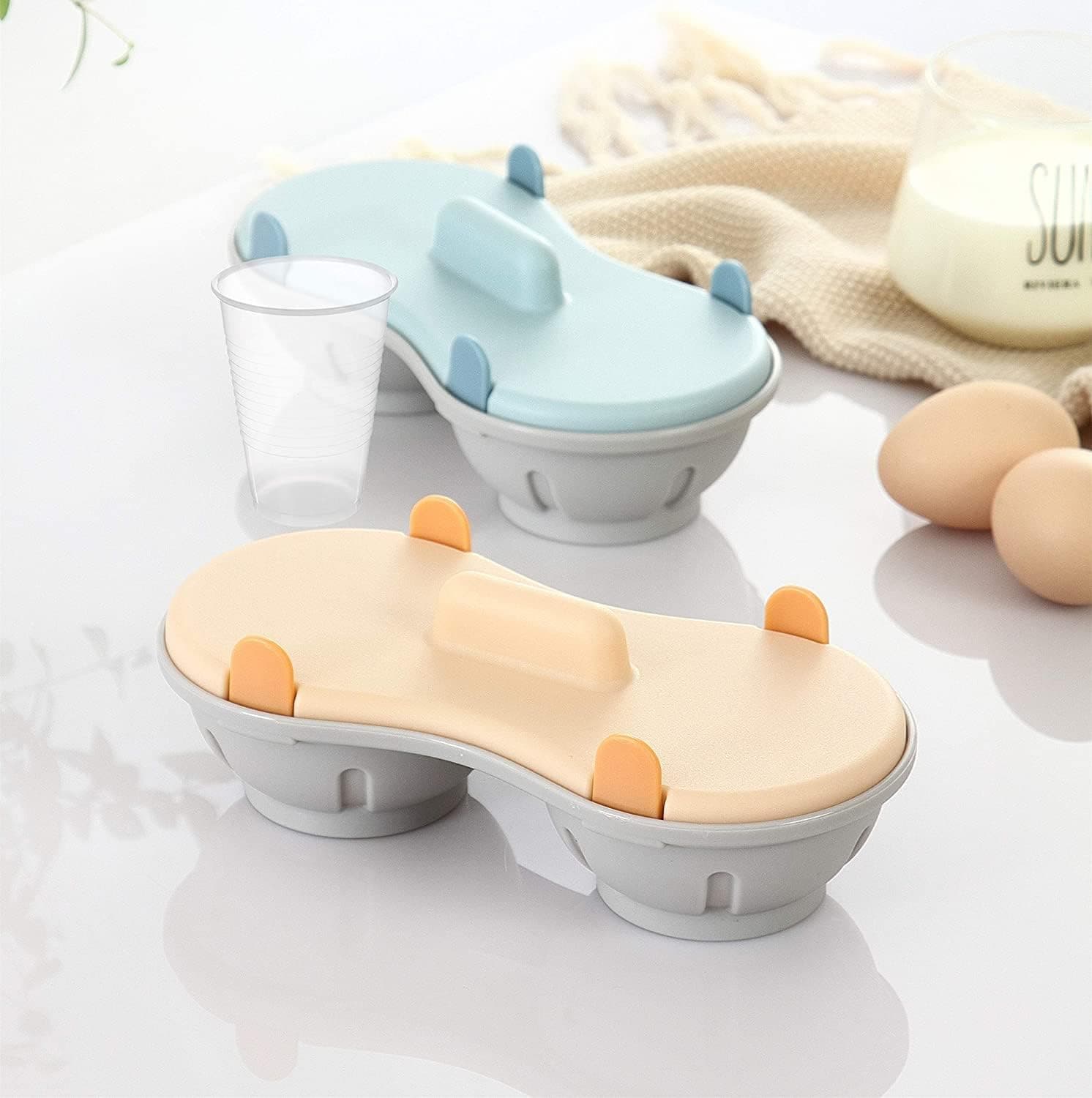 Egg Poacher Microwavable, Egg Steam with Measure Cup Dishwashable, Egg Maker Poa 5