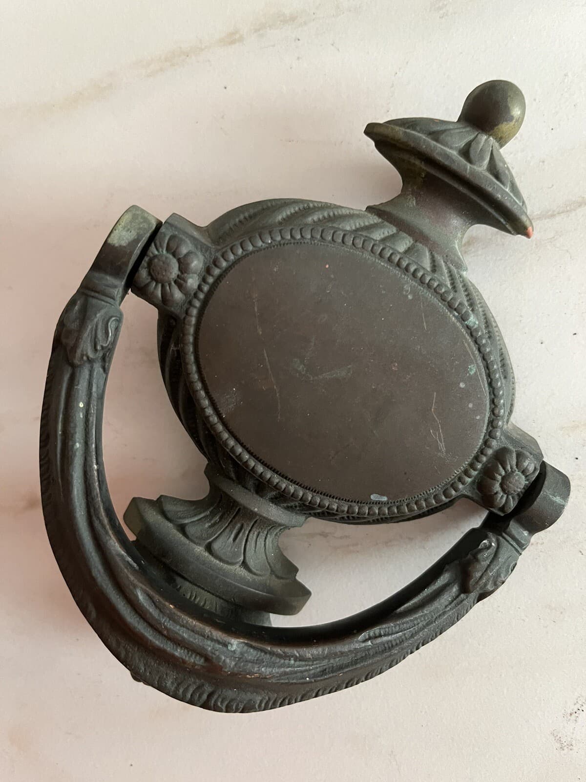 ANTIQUE 1891 VICTORIAN GEORGIAN BRONZE URN TORCHIERE with SHEEP HEAD DOORKNOCKER 4