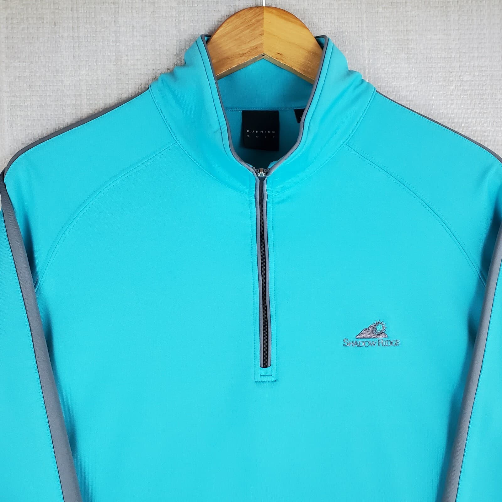 DUNNING x SHADOW RIDGE Size Large Turquoise 1/4 Zip Performance Pullover Golf 2