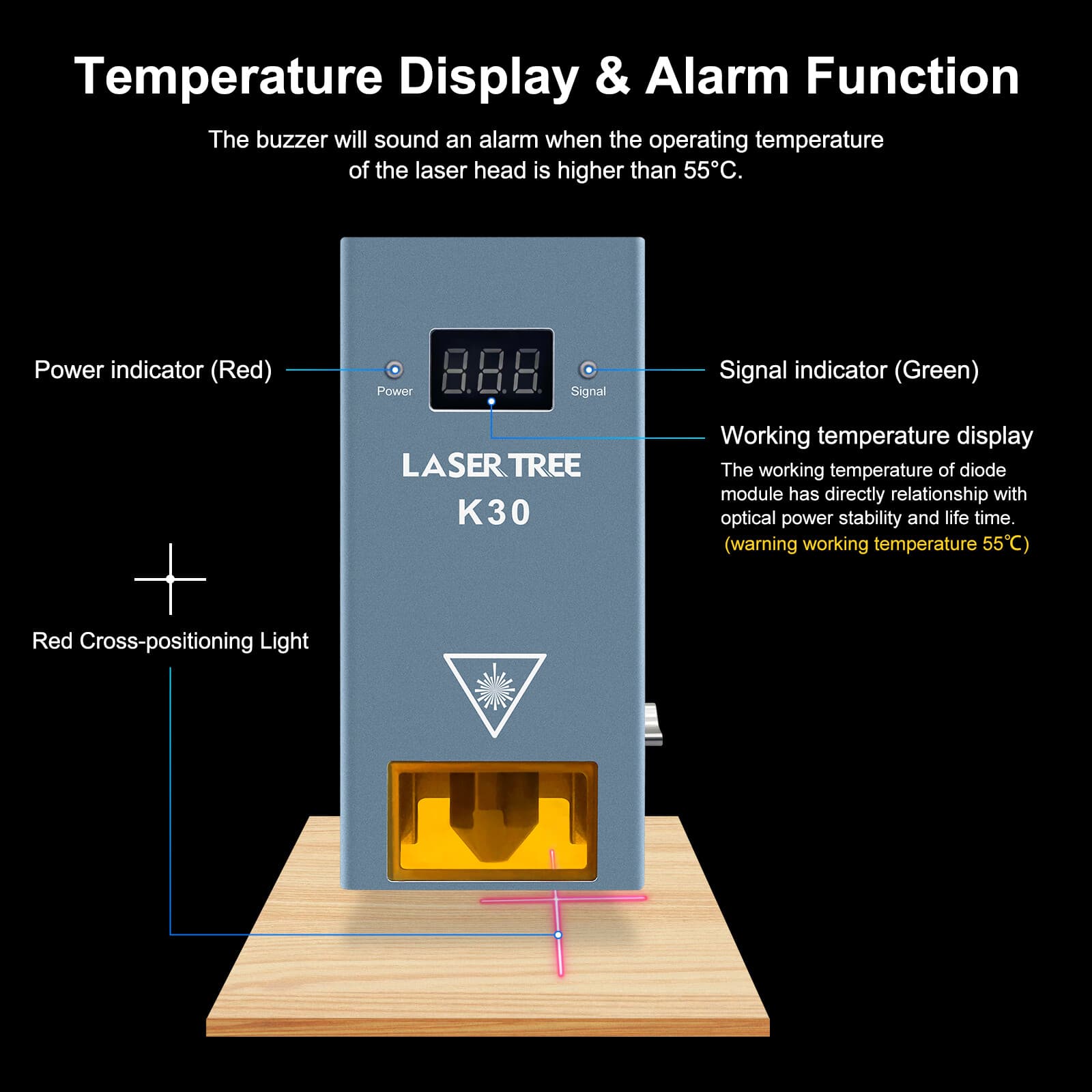LASER TREE K30 30W Optical Power Laser Module for DIY Cutting Wood Tools 6