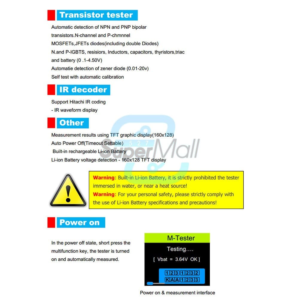 LCR-TC1 Transistor Tester Diode/Triode Capacitance Meter LCR ESR NPN MOSFET US 4