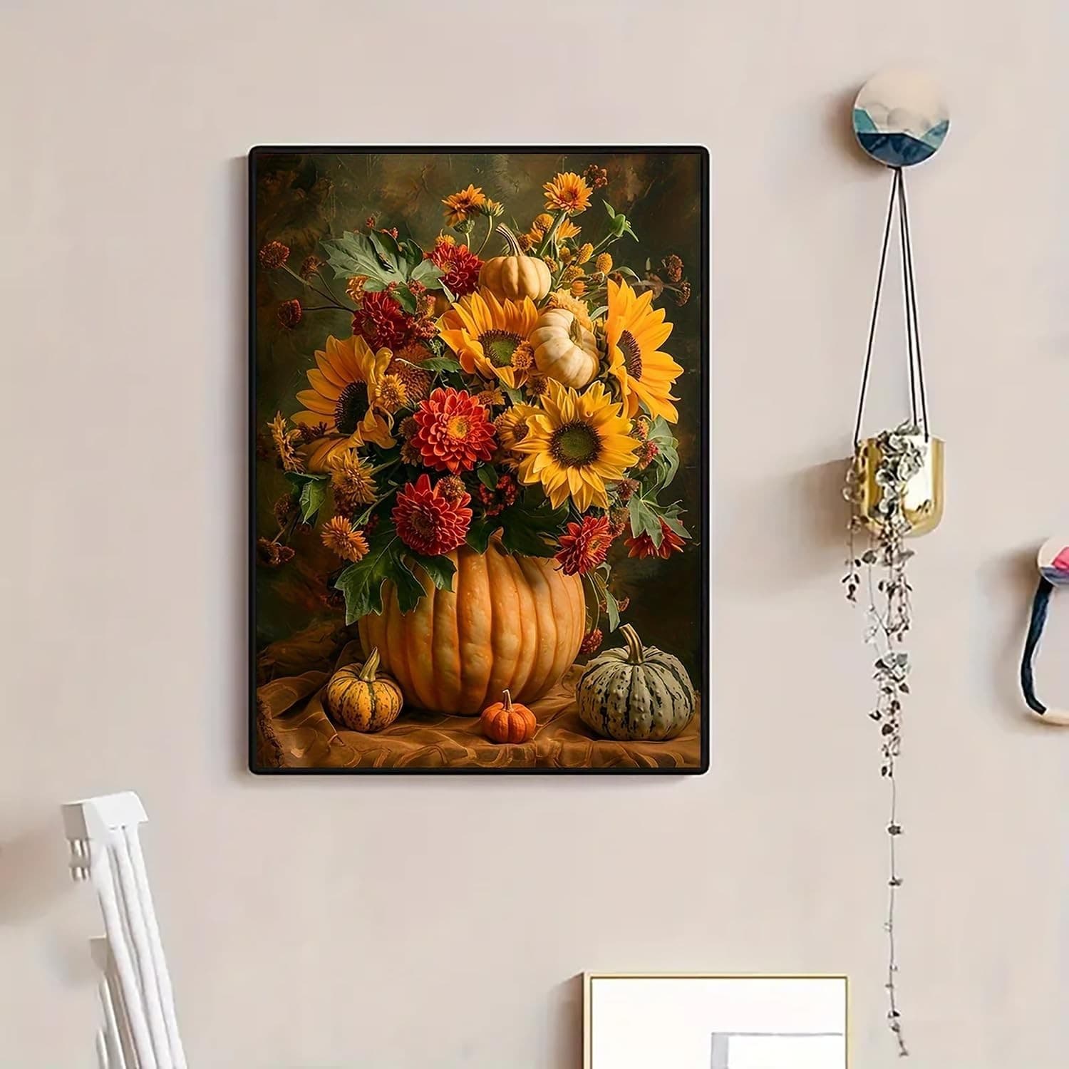 Autumn Pumpkin Sunflower Diamond Art Kits for Adults, 5D Diamond Painting Kits f 4