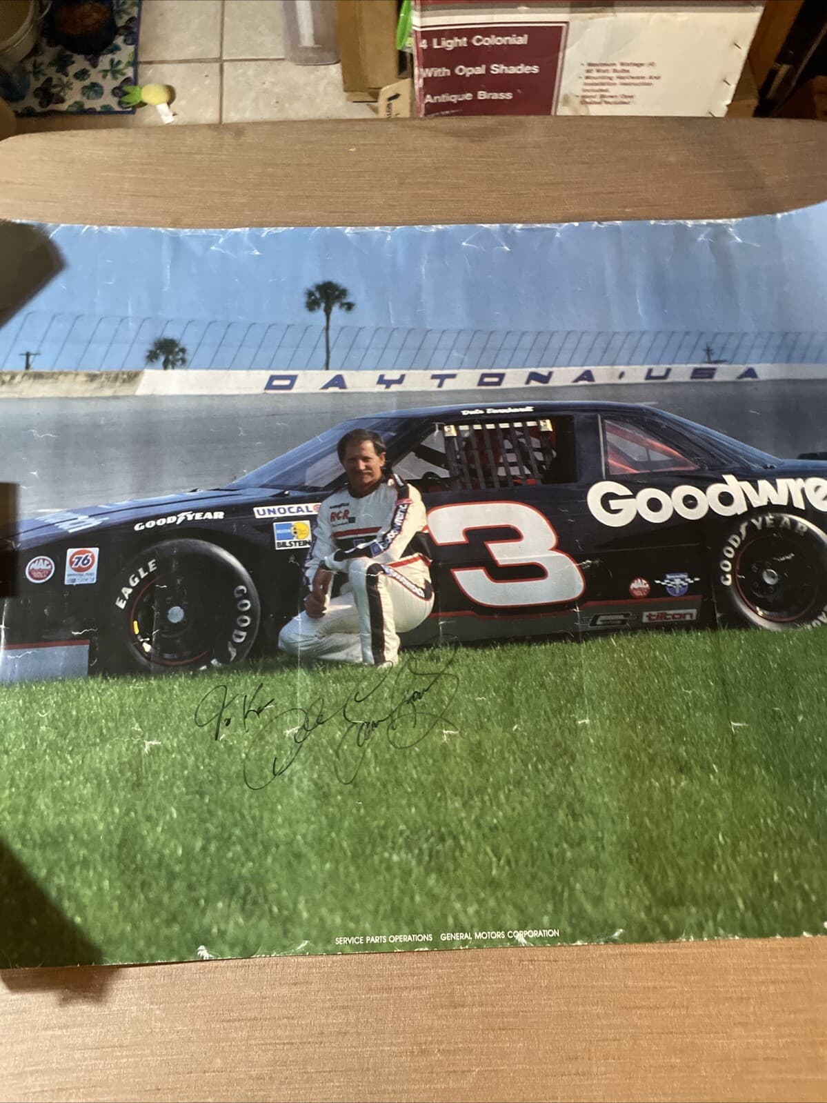 Autographed Dale Earnhardt Sr Daytona Poster 36in X 24in Vintage Nascar Used 4