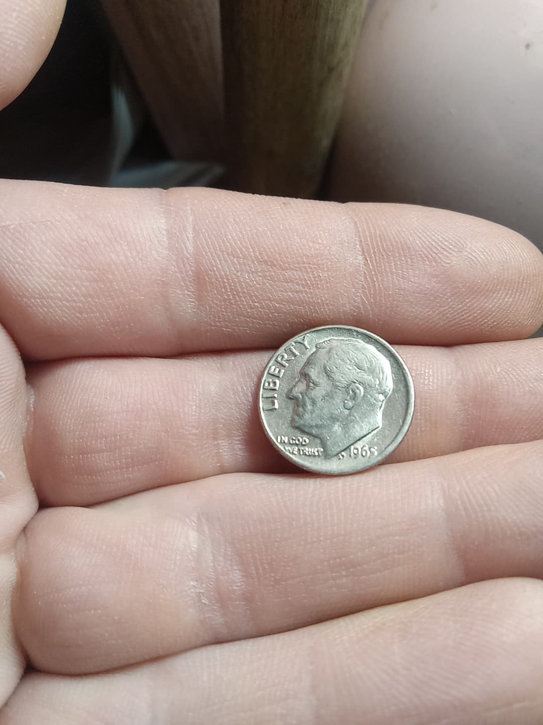 1965 Dime No Mint Mark Error Coin 'In We On Rim' #5 Grease Error