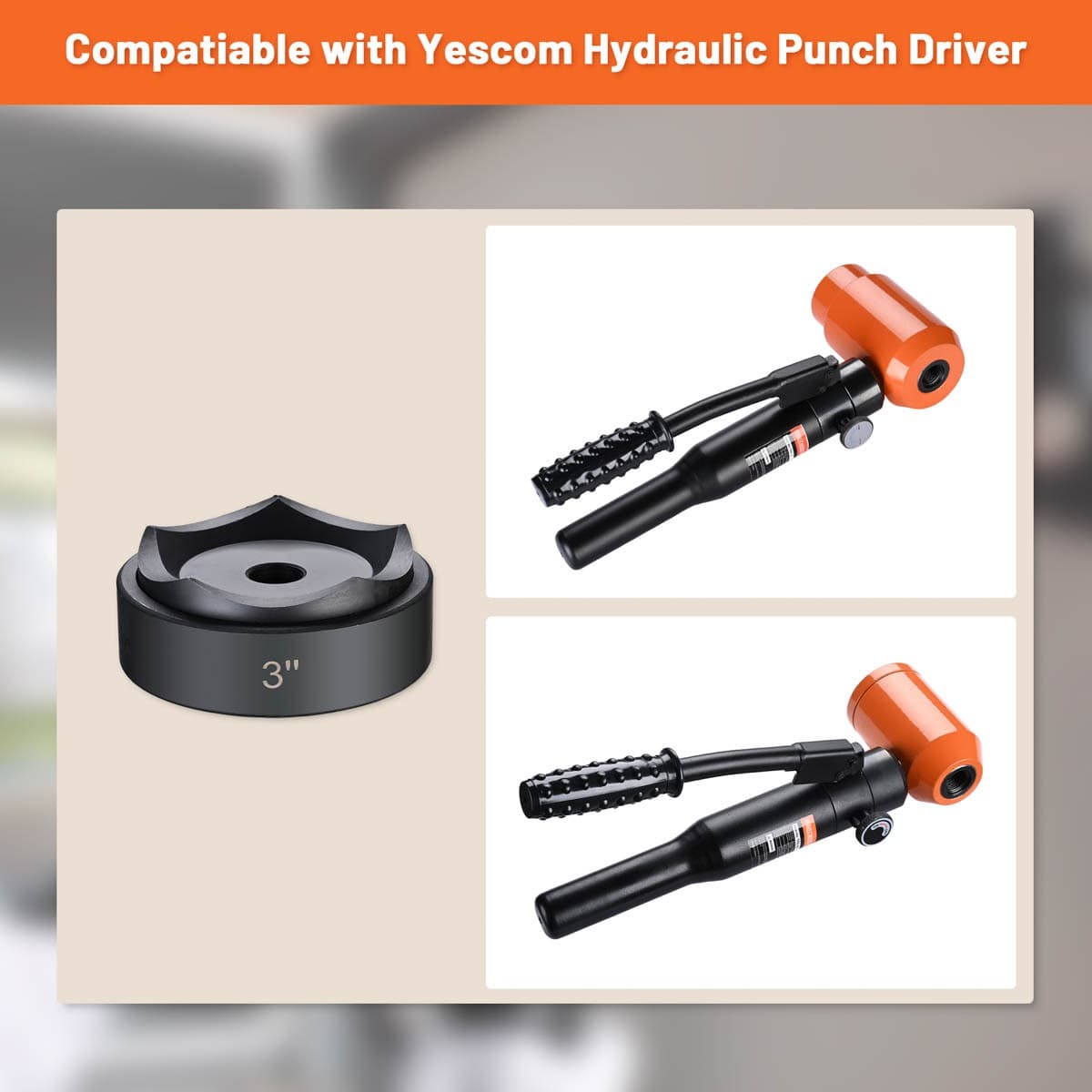 Yescom 3" Hydraulic Knockout Punch Die for Hole Punch Driver 3/4"-16UN Thread 4