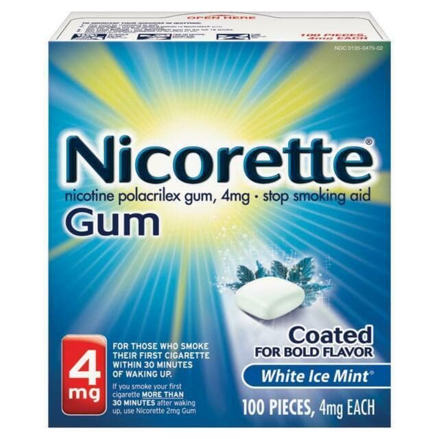 Nicorette Gum 4mg White Ice Mint 100 pieces Exp. 01/2027+
