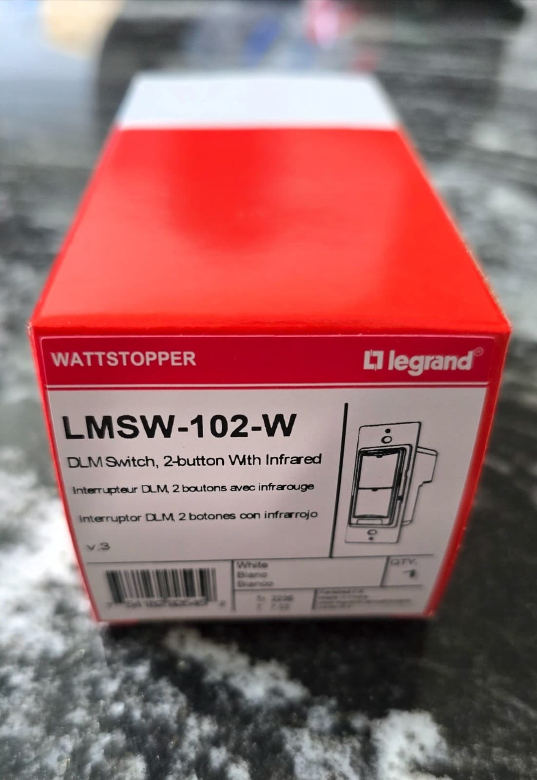BRAND NEW Legrand WattStopper LMSW-102-W 2 Button Digital Wall Switch White