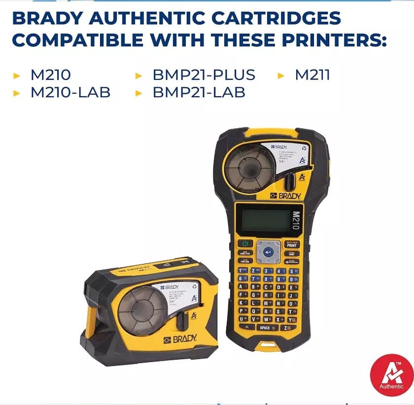 5PK For BMP21 Label Cartridge M21-750-595-WT Black/White Vinyl 3/4" x21' 3