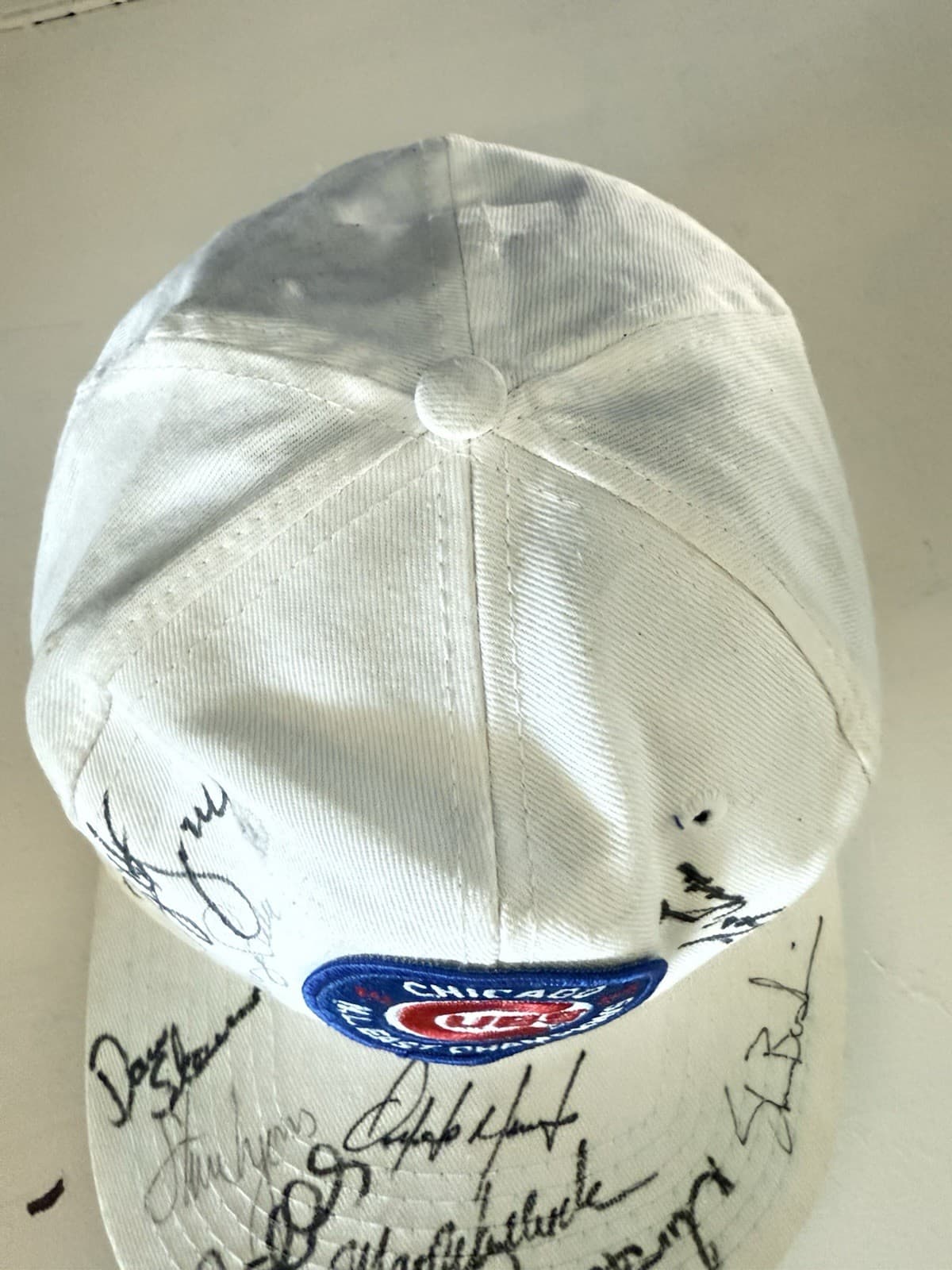 Vintage White Chicago Cubs 10 Players Autographed Cap 1989 N.L. East Champions 6