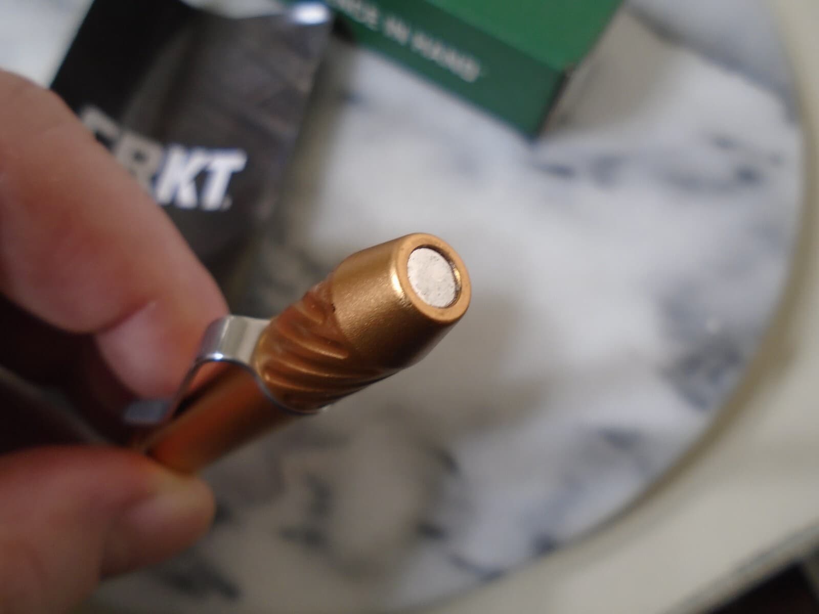 CRKT Techliner Shorty Pen Copper Aluminum TPENBOND2CU Magnectic Cap Pressure Ink 5