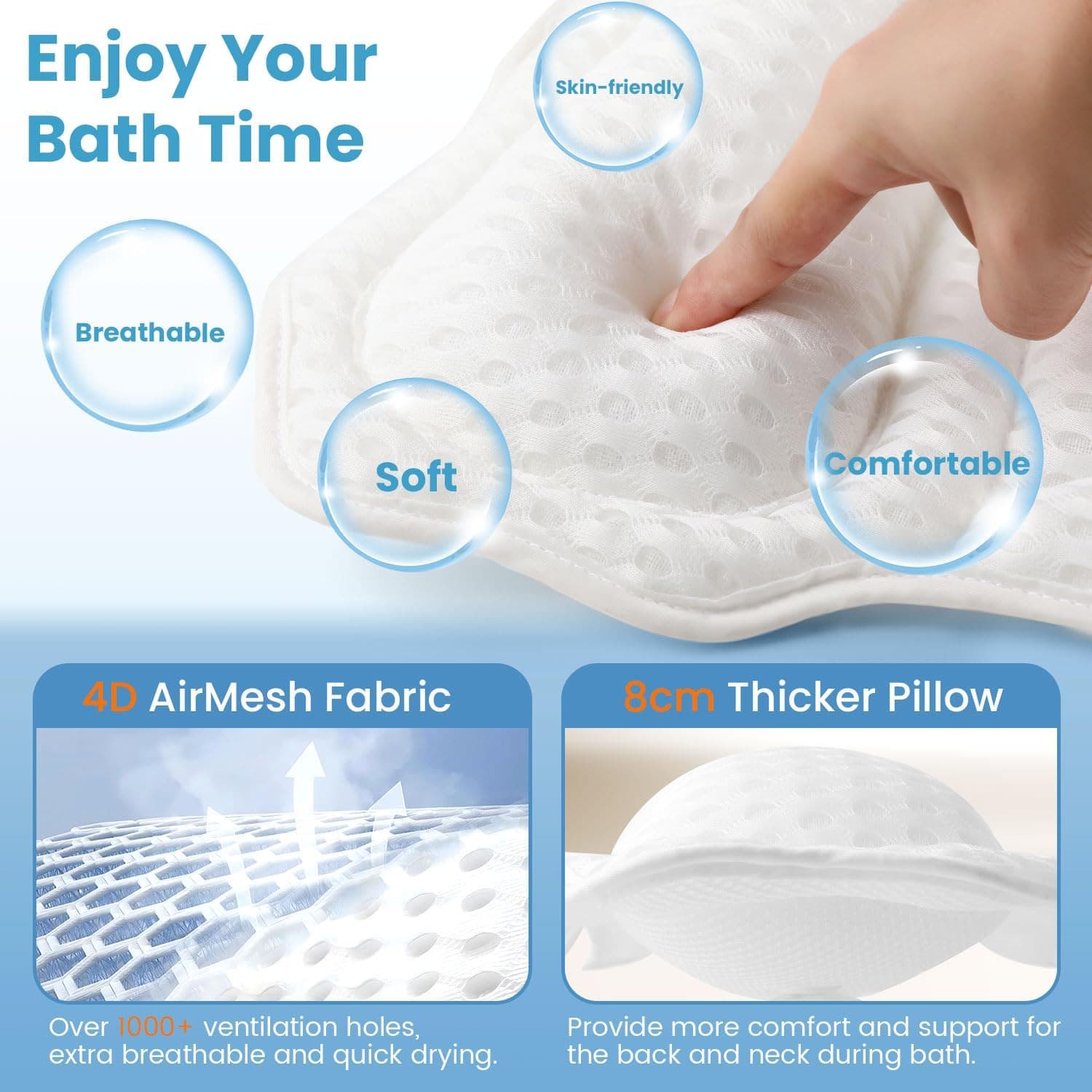 Bath Pillows for Tub, Bath Pillow Luxury Bathtub Pillow for Head and Neck Suppor 3