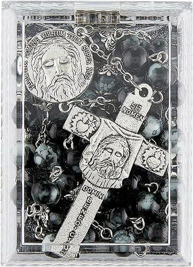 Holy Face of Jesus Christ Chaplet Capped Bead Rosary With Prayer Card 16.5 In 4