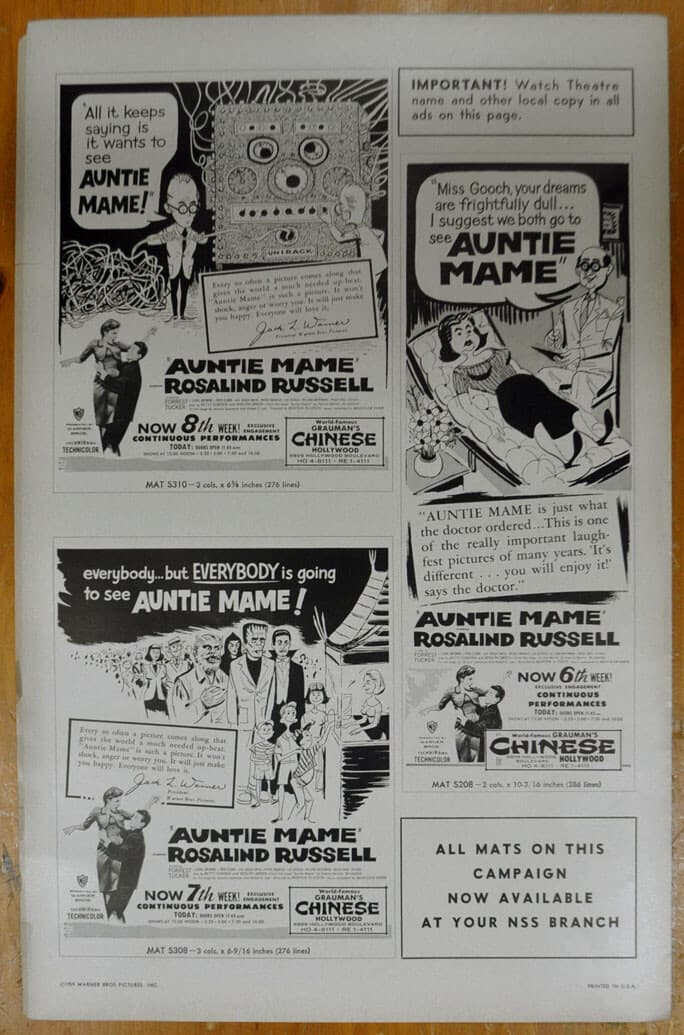 AUNTIE MAME 1958 ORIGINAL 11X17 Movie PRESSBOOK ROSALIND RUSSELL FOREST TUCKER 5