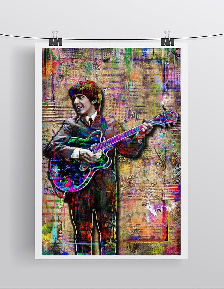 GEORGE HARRISON of The Beatles 12x18in Poster George Harrison Pop Art Free Ship 6
