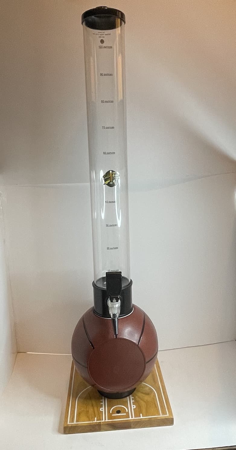 Basketball Beer Tower 100 Ounce Tall Tube Beer Tap 2011 Wooden Base 2
