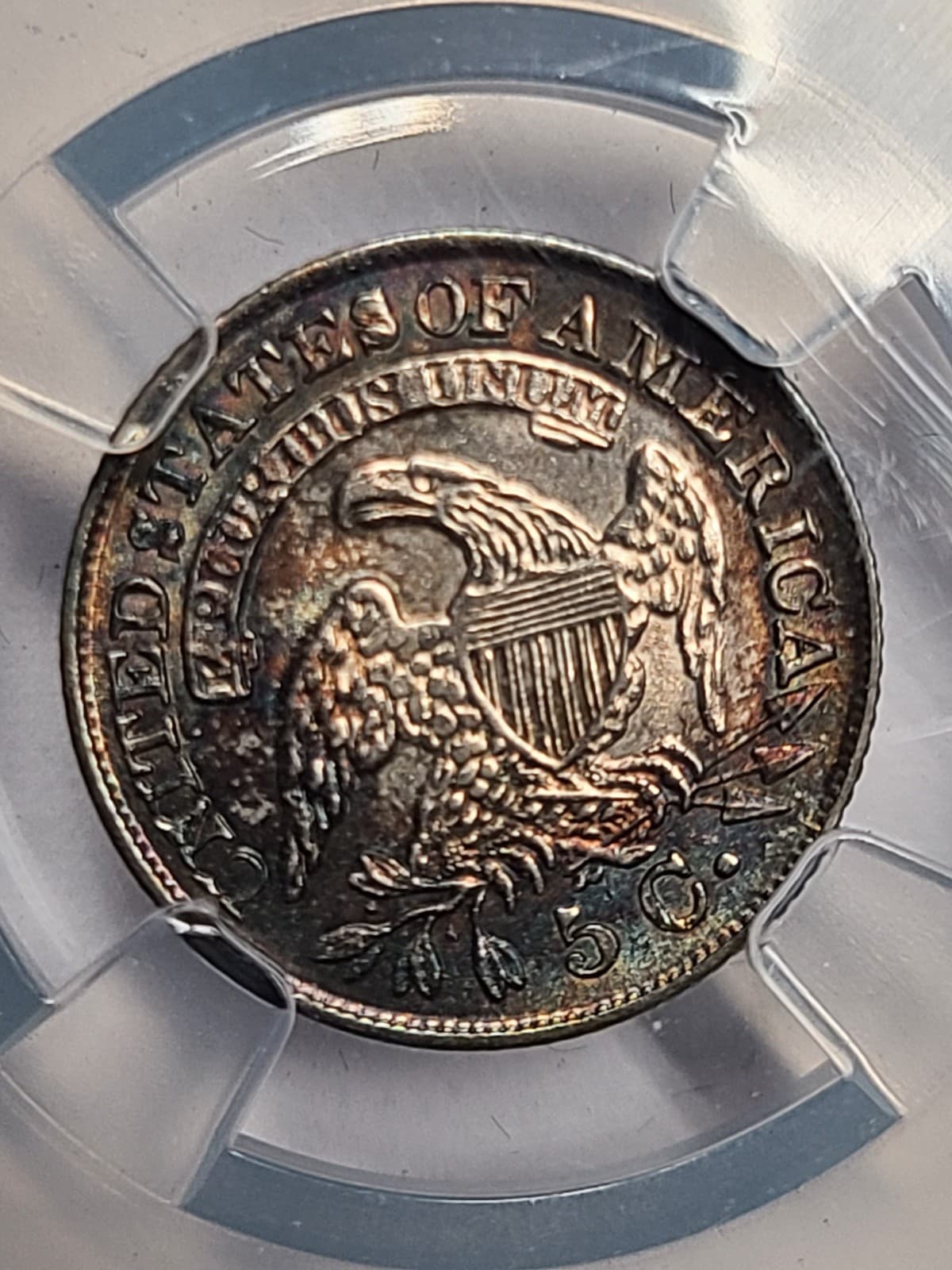 1832 H10C LM-5 Capped Bust Half Dime NGC MS62 Gorgeous Toning 4