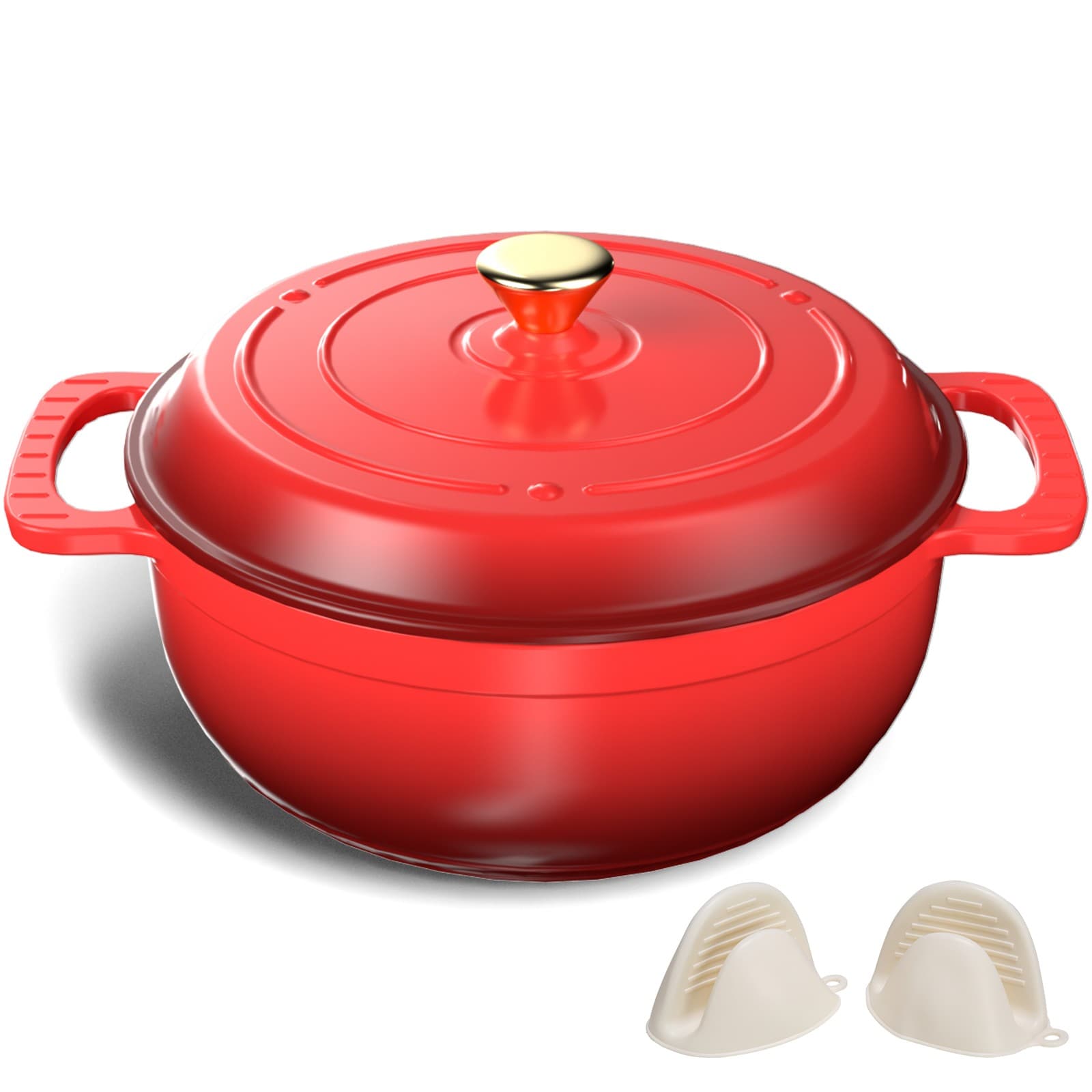 Enameled Cast Iron Dutch Oven 7.5QT Heavy Duty Dual Enamel Coating,FDA Certified 2