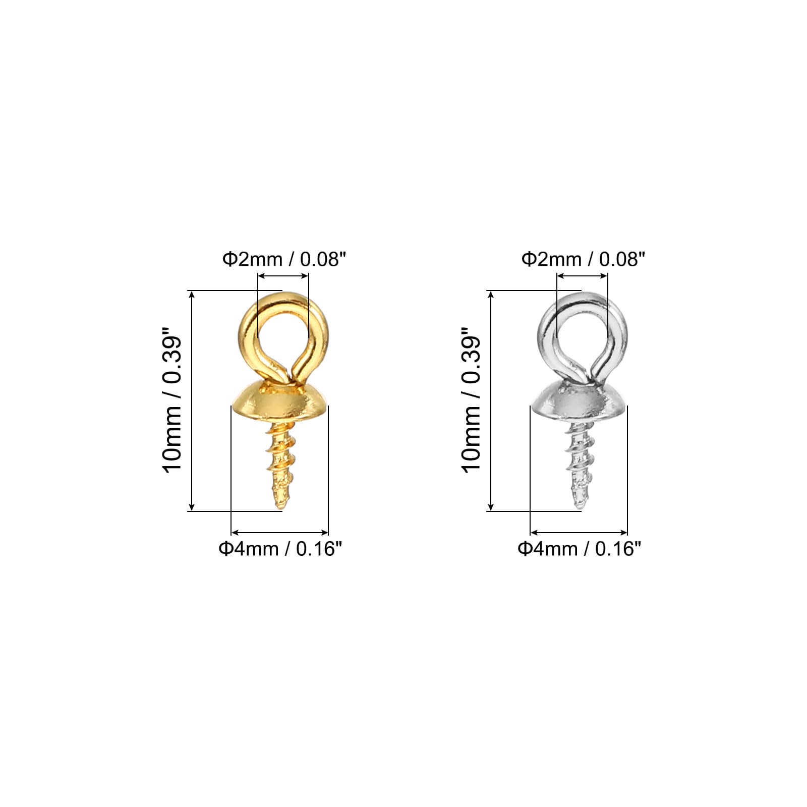 4mm Cup Pearl Screw Eye Pin Peg Pendant, 40 Pcs Eye Pin Pegs with Cap 2