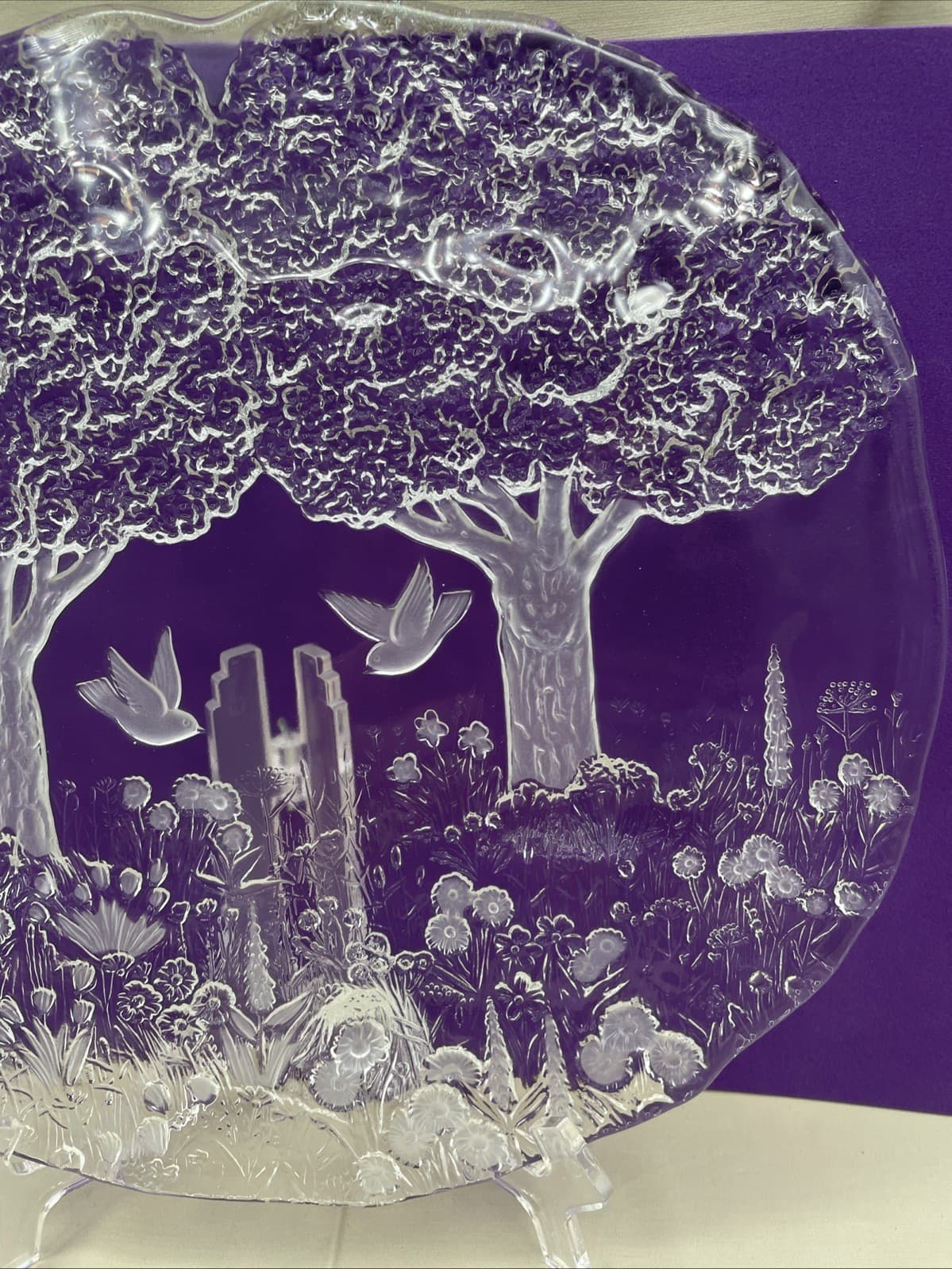 MIKASA TRUE LOVE 14.5” ROUND SERVING PLATTER CLEAR GLASS VINTAGE Heavy LN 4