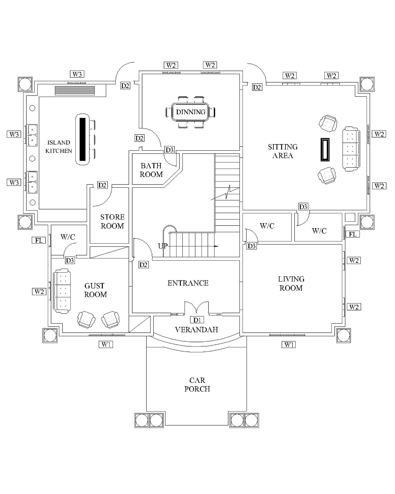 Custom modern TWO-STORY house plan 4 bedroom & 5 Bathroom with CAD file 3