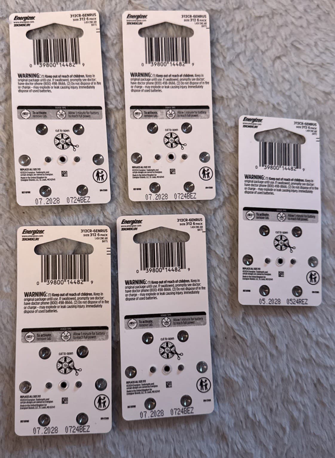 Energizer Size 312 Hearing Aid Batteries 30 Count Exp 2028 2