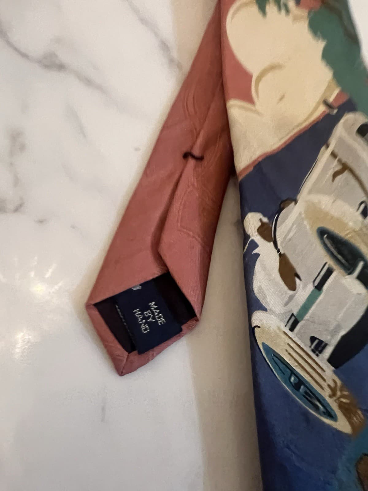 Vintage Polo Ralph Lauren 1929 Grand Prix Du Cap Silk Tie USA Hand Made PINK 3