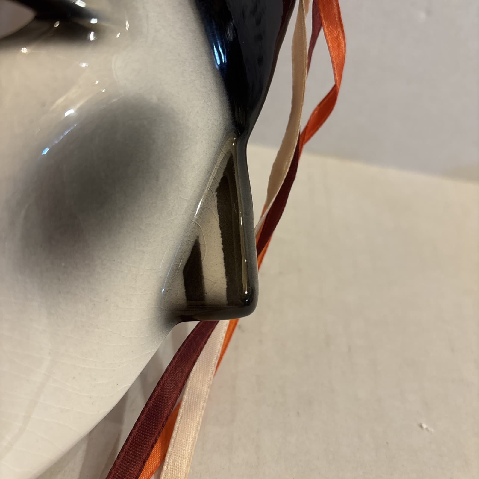 Vintage 90's About Face Clay Art San Franciso Black White Retro Harlequin Mask 6