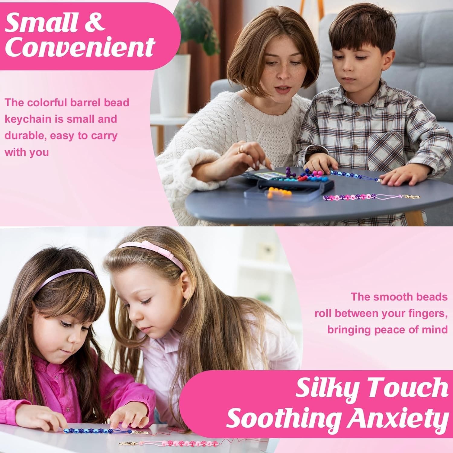 3 Pcs Colorful Beaded Fidget Keychain for Anxiety Stress Relief Plastic...  5