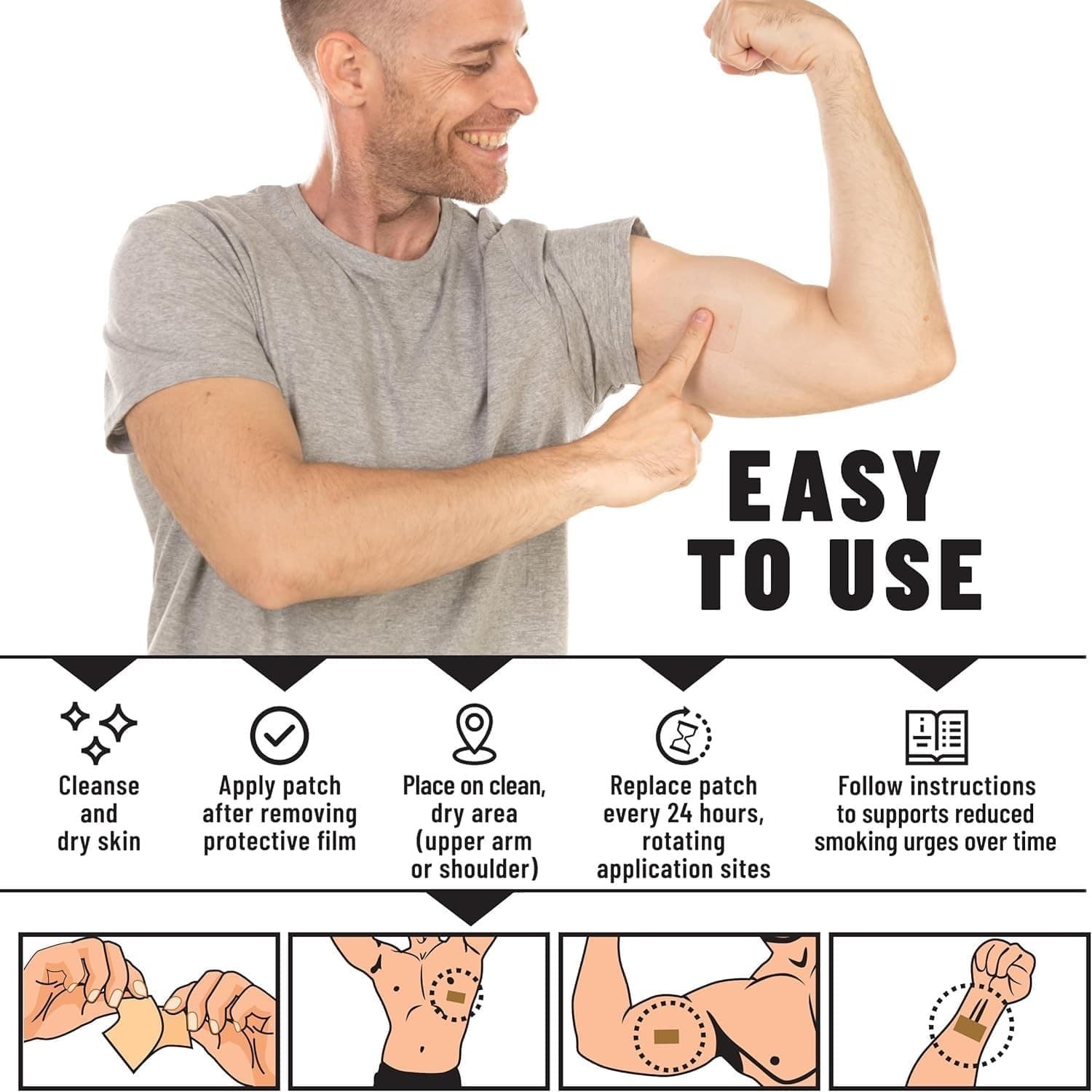 TOLEVITA Anti-Smoke Herbal Patches – 21mg, 30 Patches for Reducing Cravings 5