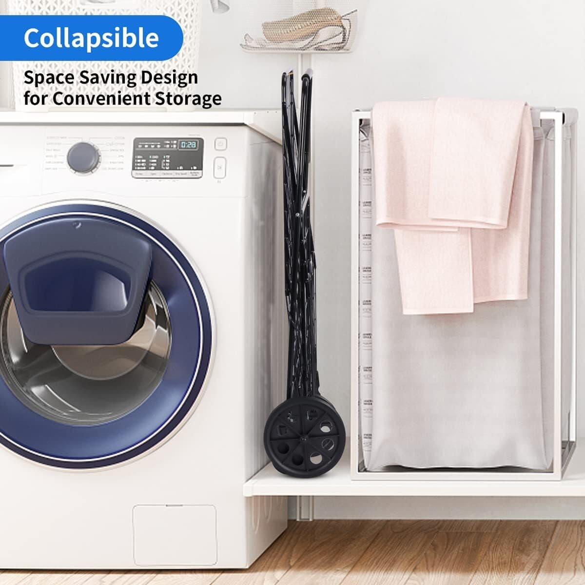 ( USED ) Folding Grocery Basket Cart Shopping Wheel Large Metal Utility Laundry 5