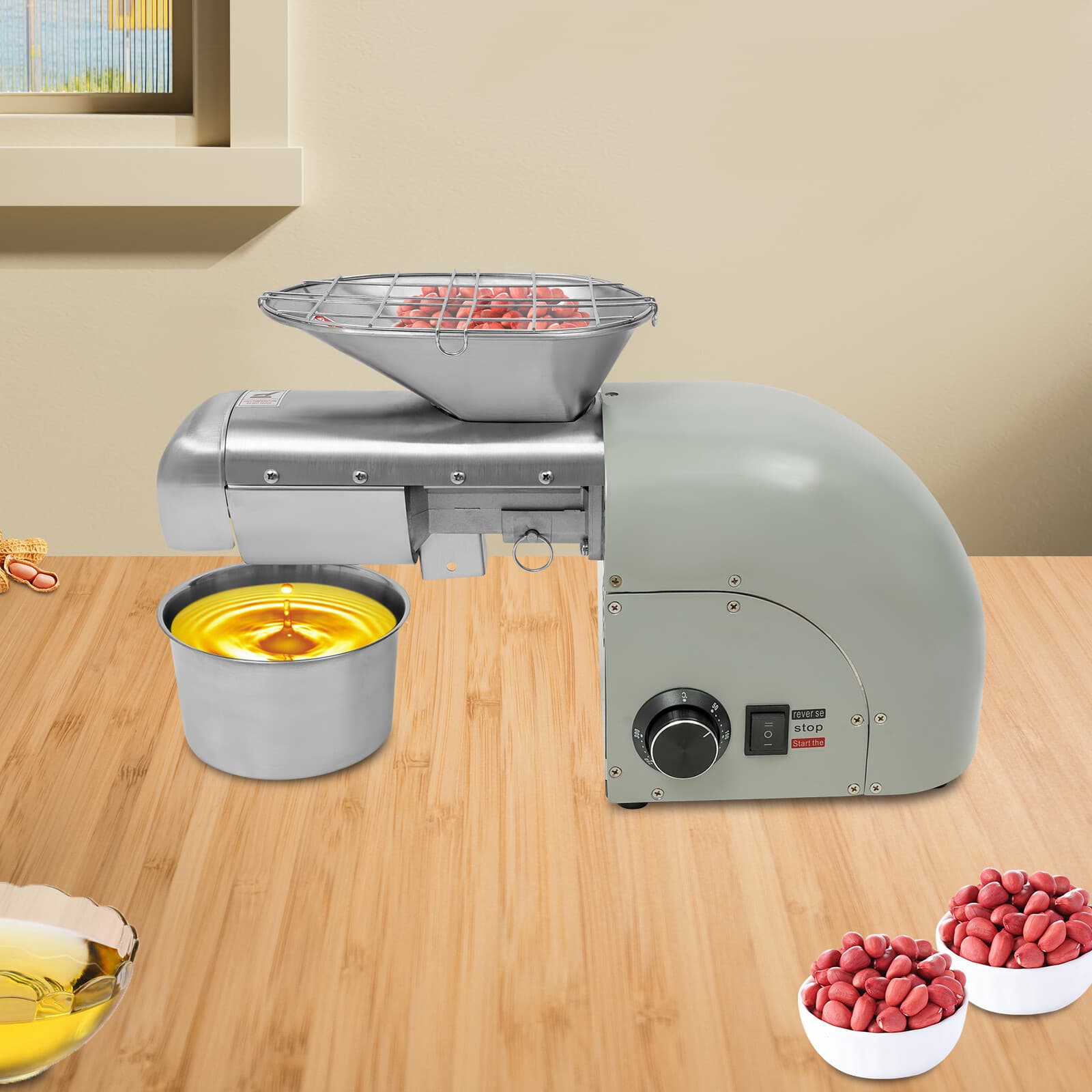 Automatic Hot and Cold Oil Press Machine Stainless Steel Oil Expeller 110V 1800W 6