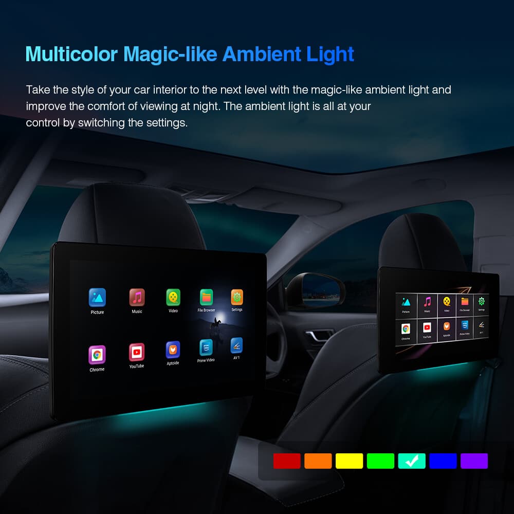 2X 11.6" Android HD Touch Screen Car Headrest Rear Monitor Rear Seat Media Play 6