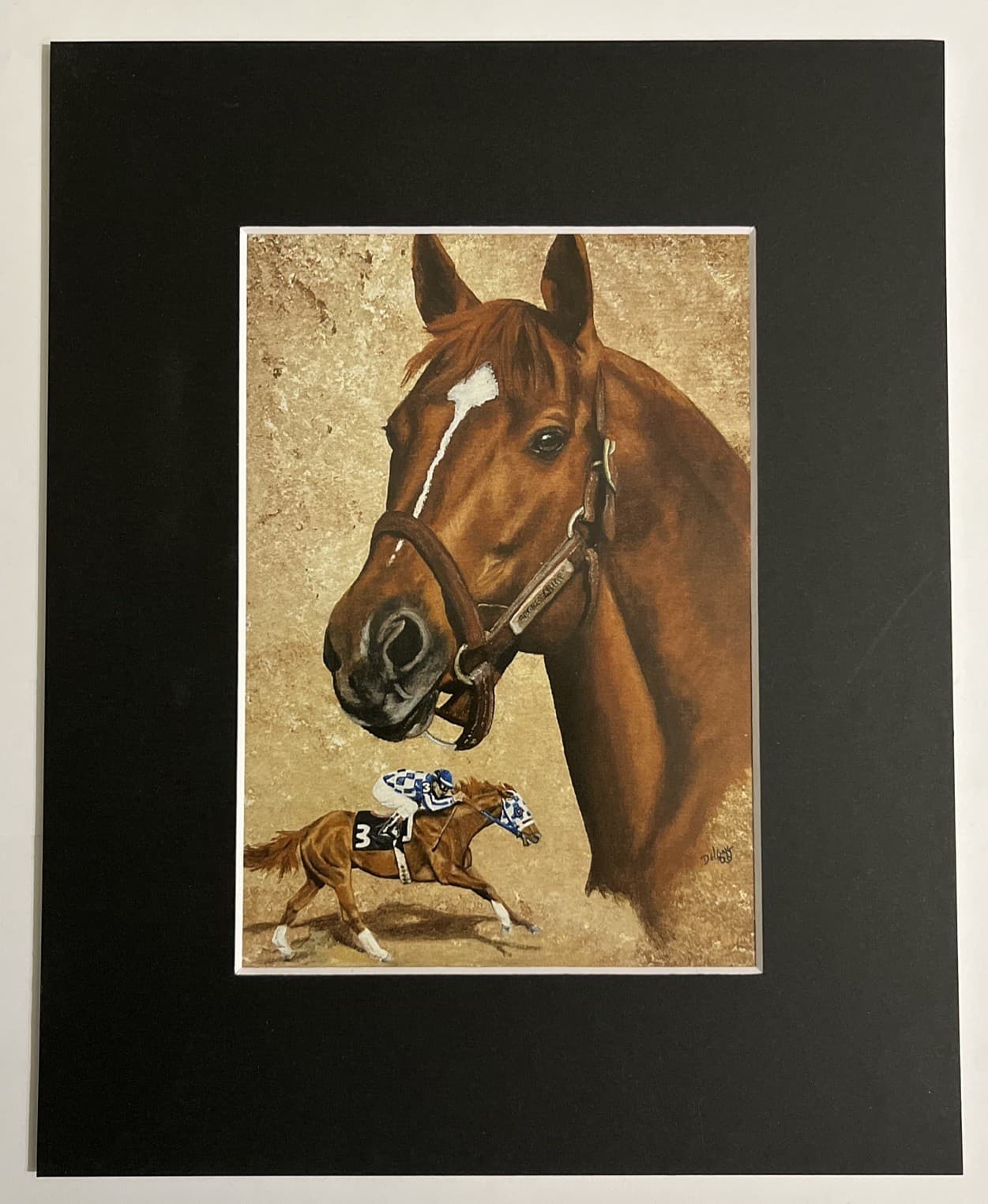 SECRETARIAT MATTED GREETING CARD TRIPLE CROWN HORSE RACEHORSE PRINT SEE PHOTO 2