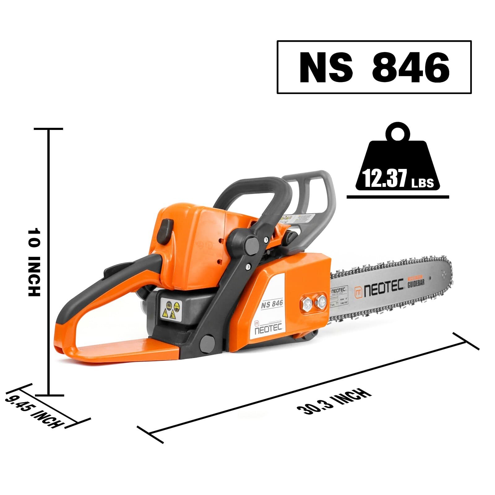 2-Stroke Gasoline Chainsaw 45.4cc 16" Bar Power Engine Wood Cutting Gas Chainsaw 4