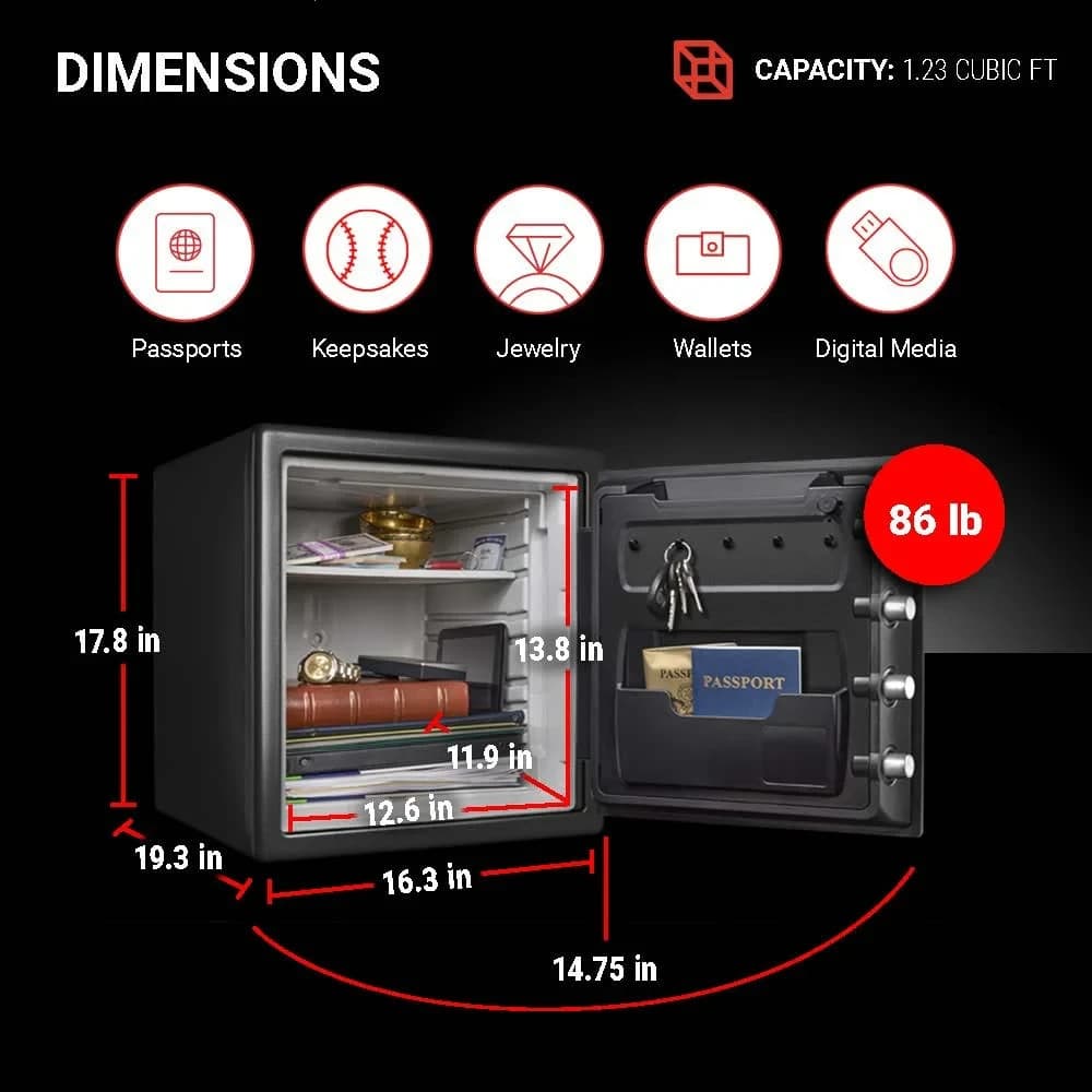 SentrySafe SFW123ES Water and Fire Resistant Safe with Digital Keypad Lock, 1.23 4