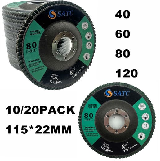 10 PCS Ceramic Flap Discs 4.5" x 7/8-Inch Sanding Disc Type 29 Premium 40 Grit 3