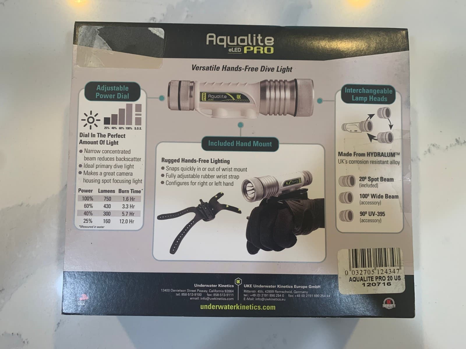 Aqualite eLED Pro Underwater Kinetics Hands-Free Dive Light 120716 2