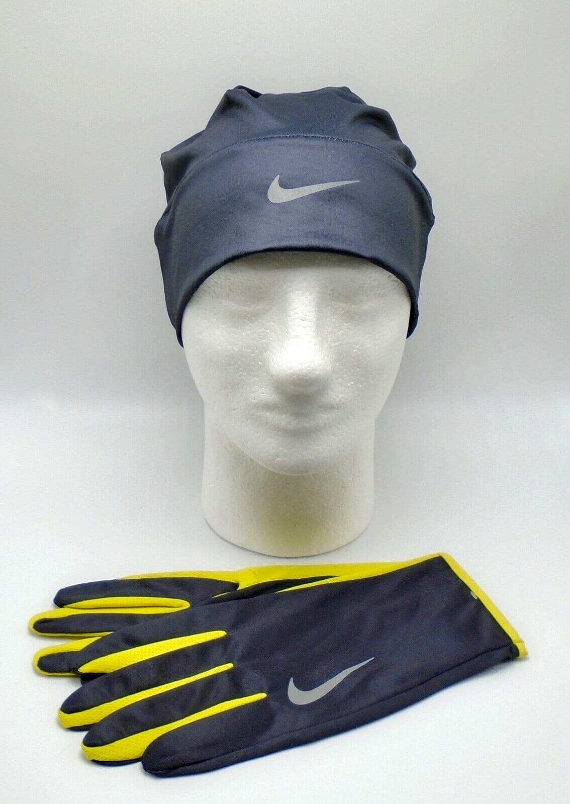 Nike Hat and Gloves Set Men's L/XL Dri-Fit Running Gridiron/Bright Citron/Silver 3