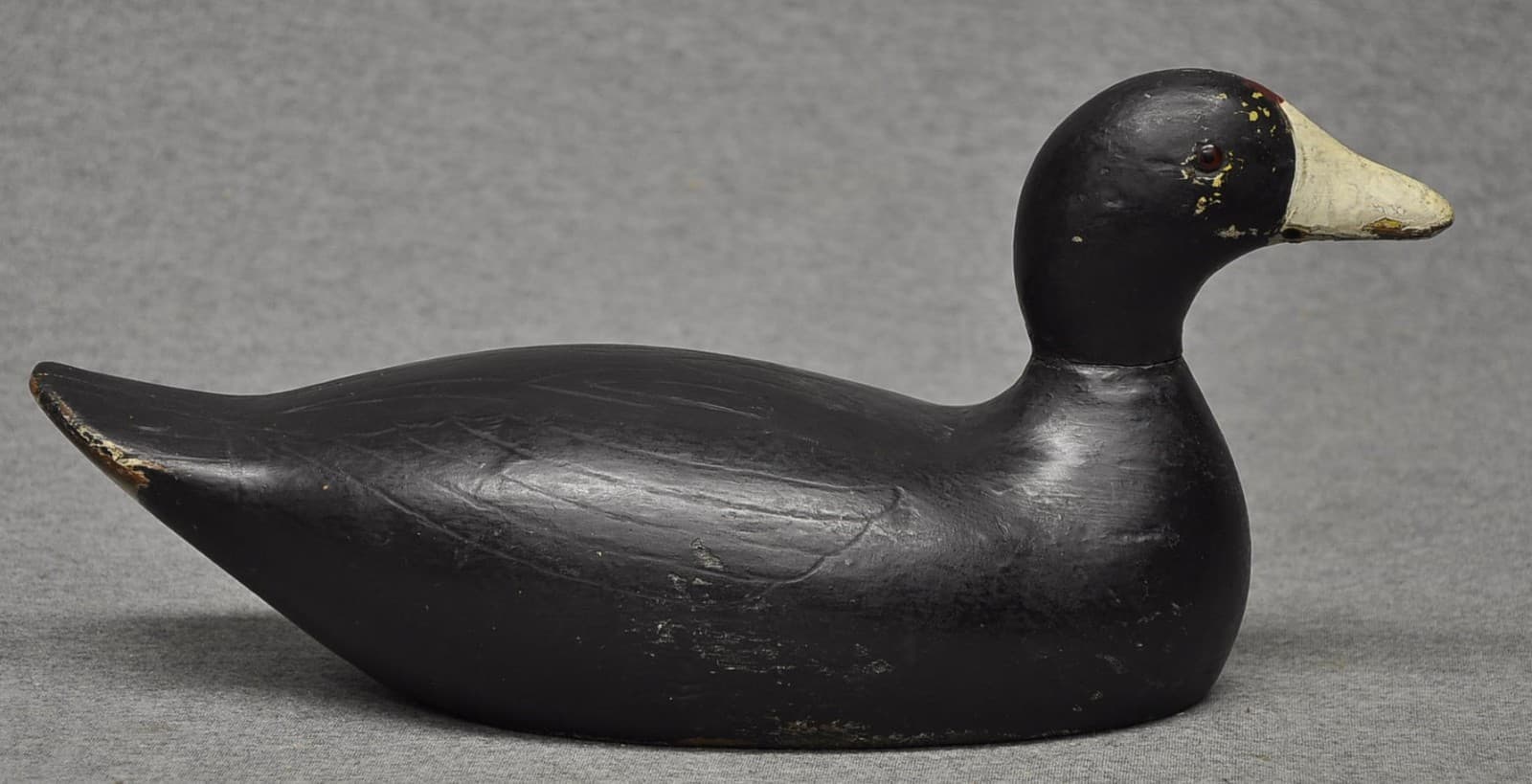 EVANS COOT DECOY DUCK DECOY NICE LINES HUNTER'S PAINT GLASS EYES CHIP IN TAIL