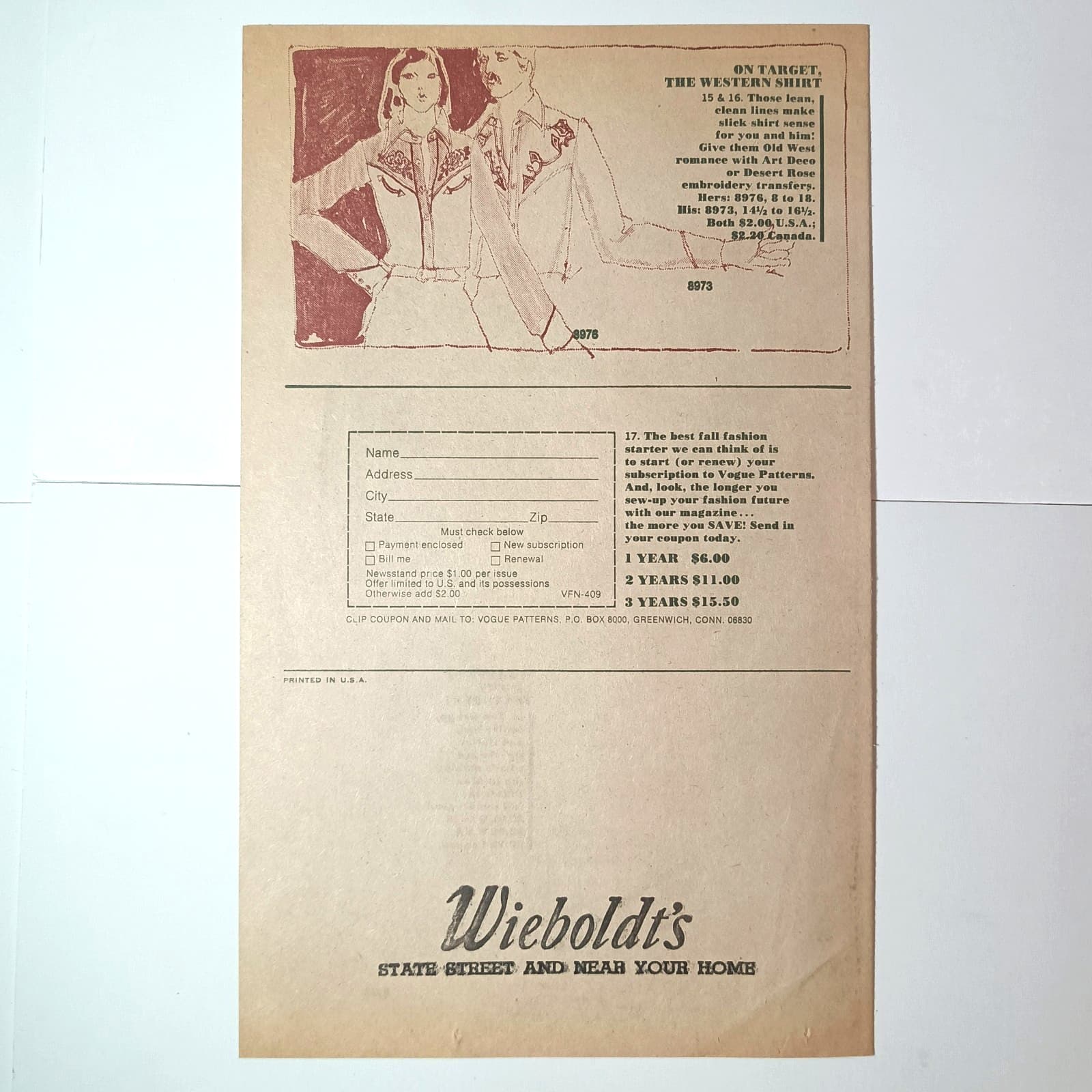 Vogue Patterns September 1974 newsletter Wieboldts 1970s fashion 5