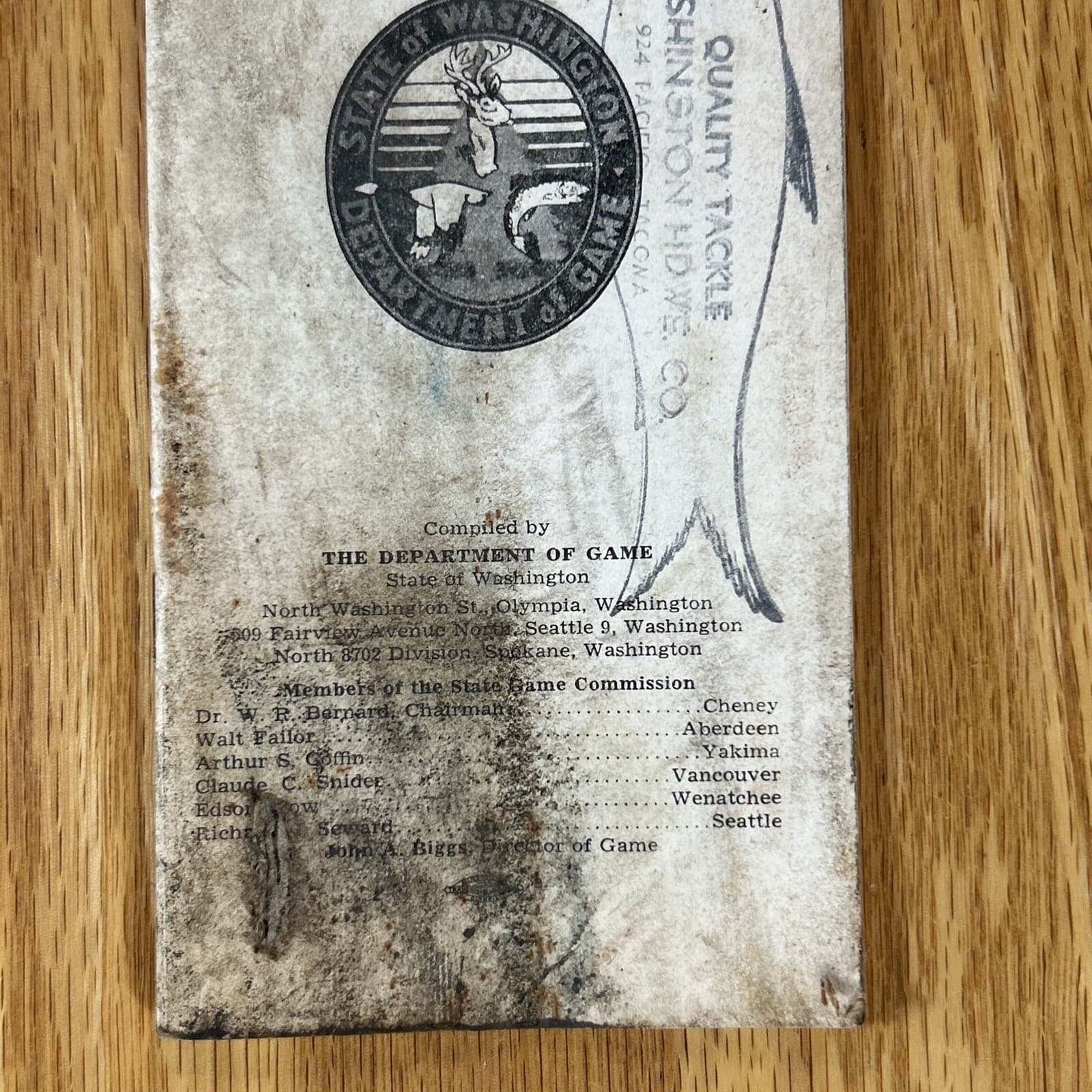 Vintage 1957 State of Washington Dept Fish Wildlife Fishing Guide License Catch 3