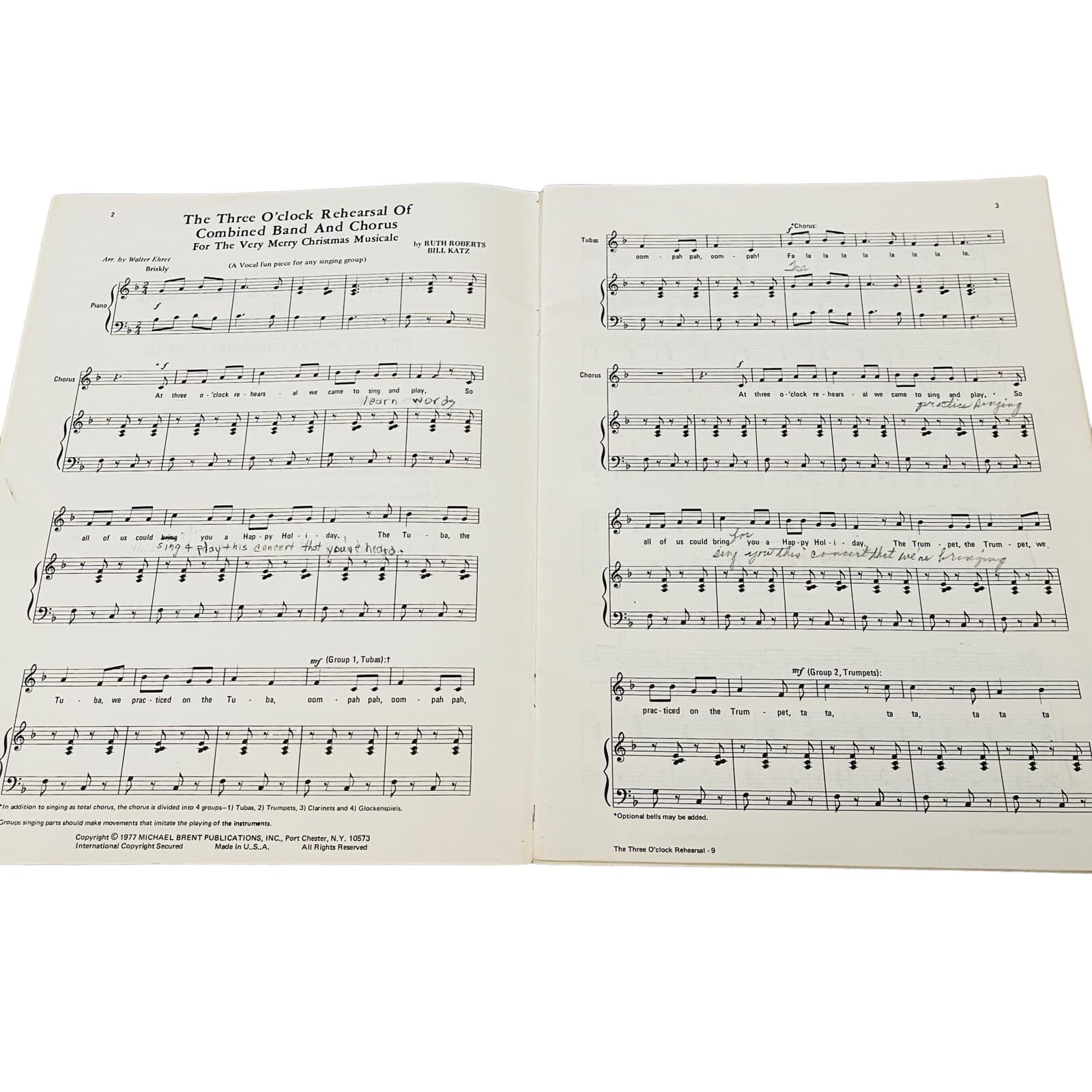 The three o'clock rehearsal merry Christmas musicale Songbook Sheet Music 1977 4