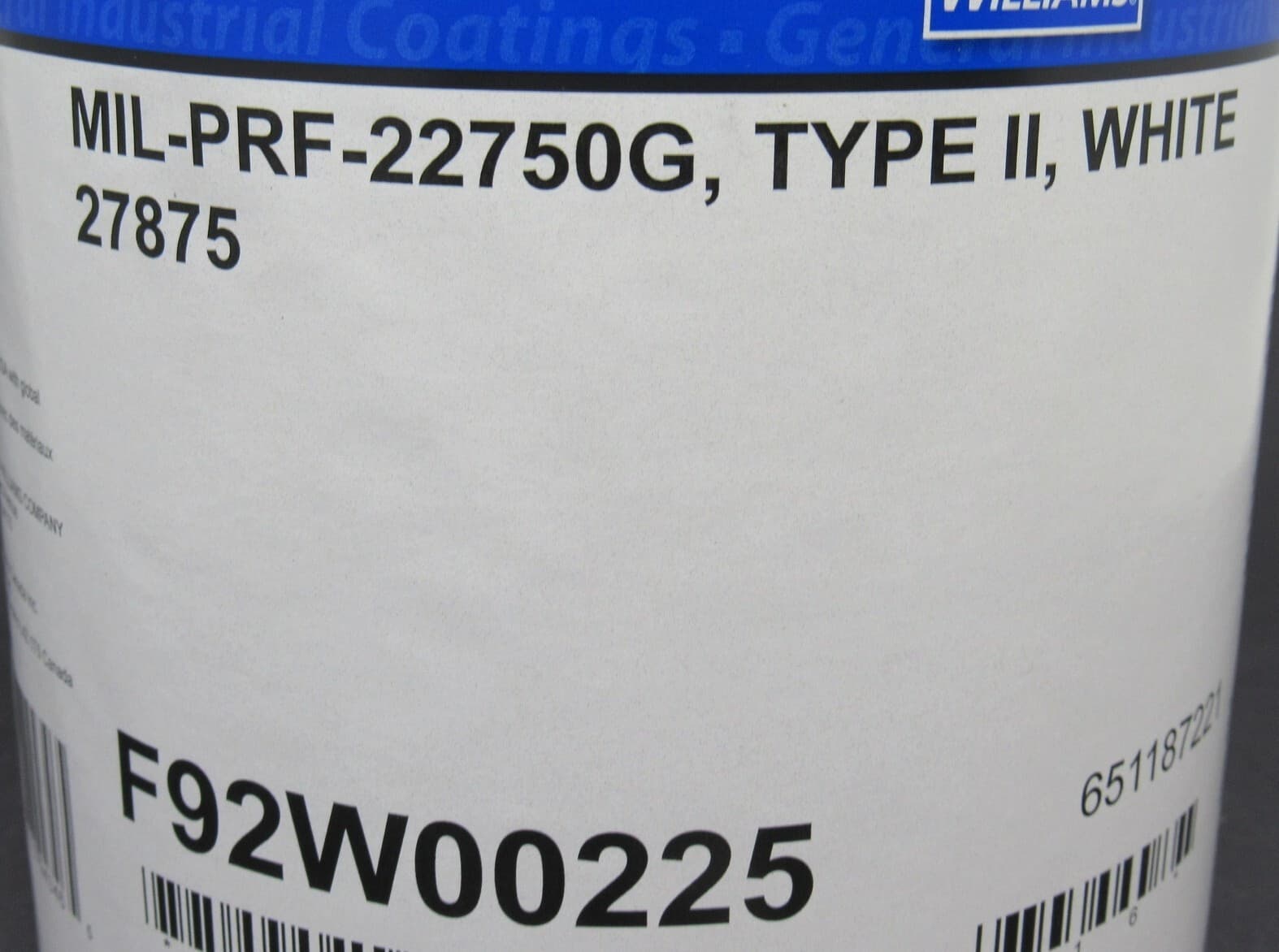 Sherwin Williams 1 Gallon F92W00225 MIL-PRF-22750G, TYPE II, WHITE Epoxy Coating 4