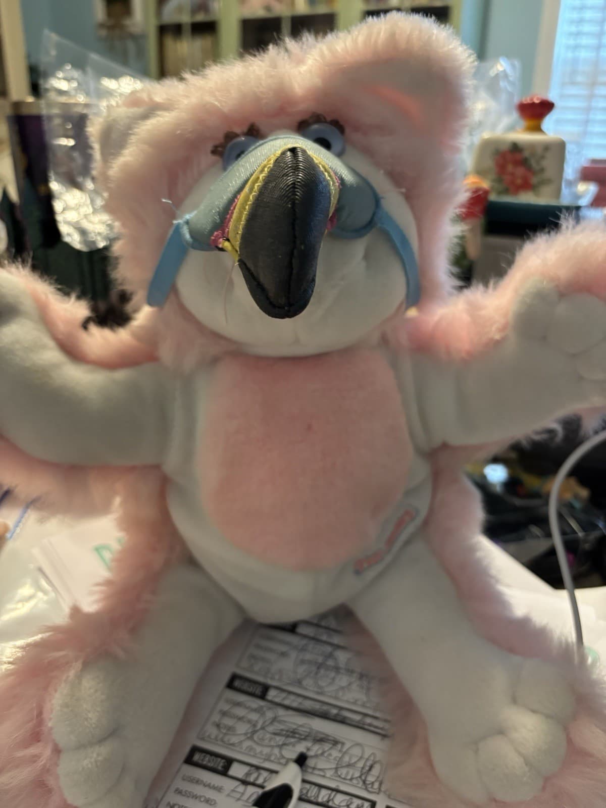 Fisher Price, Chirp Purr, 8402 Pink Purr tender with orig mask, purr movement